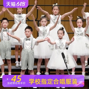 六一儿童合唱服装演出服男女童礼服中小学生表演朗诵纱裙大合唱团