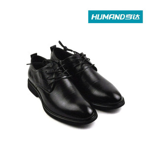 亨达皮鞋2021年冬季新款系带商务休闲男士单鞋11216116黑色