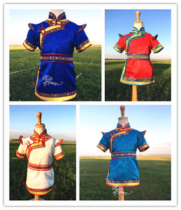 蒙古族儿童服装半袖夏季童装男童蒙古袍民族舞蹈六一演出表演薄款