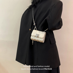 Mankok小香风链条包包女2024新款时尚菱格小方包高级感单肩斜挎包