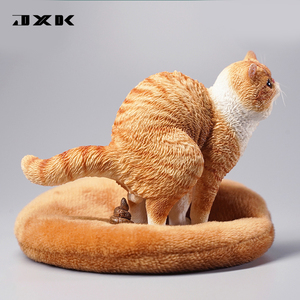 JXK1/6半蹲加菲猫仿真动物模型拉屎猫创意搞怪手办潮玩车载摆件品