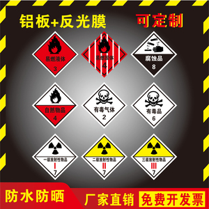 油罐车安全告示牌安全标识铝板专用反光贴标识牌车贴危险品车运输货车易燃液体3气体2腐蚀品8剧毒6杂类9 标牌