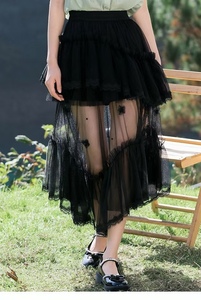芭～～甜美网纱半身裙女2024年夏季新款设计感小众不规则梦幻纱裙