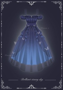 【收藏页面】原创设计 塞勒涅之舞 渐变 星空轻lo仙女礼服裙