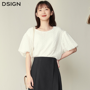 DSIGN【商场同款】2020夏装新款女装上衣蕾丝泡泡袖小衫
