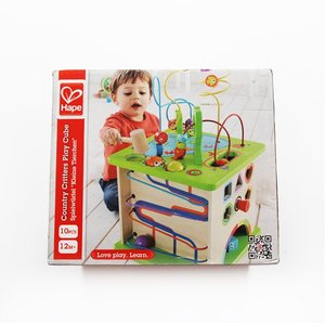 德国hape 森林动物 开心农场游戏盒 宝宝益智多功能儿童玩具绕珠