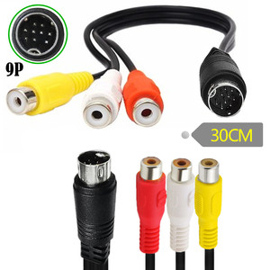 9PIN S-Video to 3RCA端子红白黄TV Cable MINI DIN9Pin转3RC A母