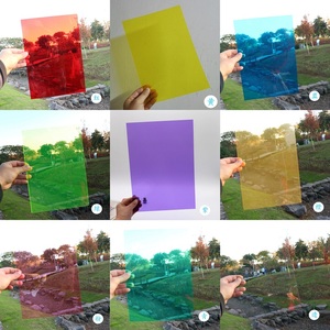 红黄蓝绿紫粉橙色透明PVC塑料板材A4彩色胶片三原色PP片材硬薄片