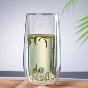 耐热茶杯山峦绿茶杯观山杯双层玻璃杯耐热绿茶杯猴魁毛峰竹叶青杯