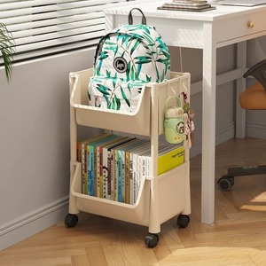 可移动书架置物架落地办公桌下小推车书桌收纳架带轮儿童书柜书包