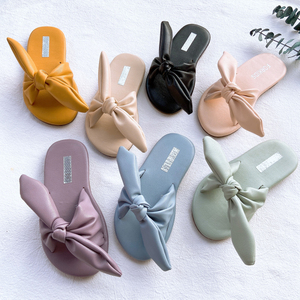 韩国童鞋2020女童夏季新款韩版时尚糖果色蝴蝶结兔耳朵拖鞋沙滩鞋