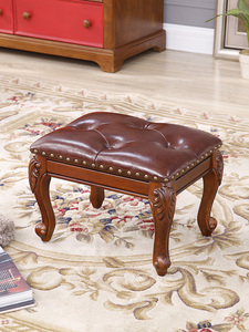 美式实木矮凳创意沙发凳子家用小方凳客厅欧式茶几板凳时尚换鞋凳