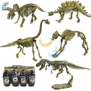 考古仿真恐龙骨架化石模型拼装动物玩具霸王龙翼龙剑龙恐龙蛋桶装