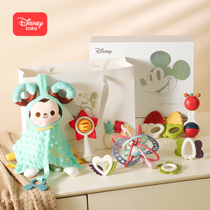 迪士尼 婴儿礼盒新生儿玩具宝宝手摇铃牙胶0-1岁满月礼品(10件套)