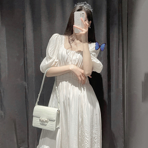 仙女裙子韩系风格气质洋气小个子网红穿搭白色超仙连衣裙女装夏季