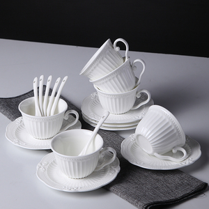 宫廷风咖啡器具欧式浮雕咖啡杯碟套装带架子勺子家用下午茶奶茶杯