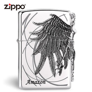 美国ZIPPO正品正版防风打火机专柜贴章打火机 亚马逊女战士金银色