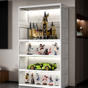 手办展示柜乐高模型大号仿亚克力玻璃玩具盒子家用透明收纳置物架