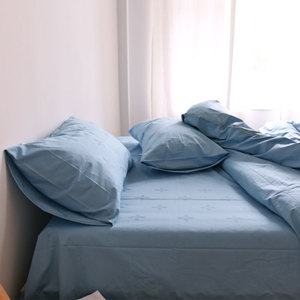 外贸80支纯棉提花贡缎床单枕头套被套单件1.5m1.8m床套件睡眠几何
