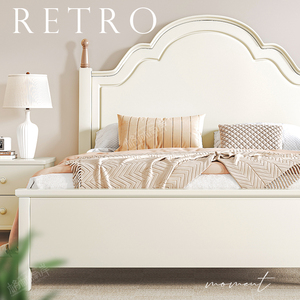 美式实木床 法式复古公主欧式双人床主卧室白色1.35米1.5米奶油风