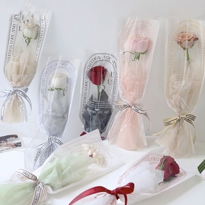 情人节康乃馨玫瑰单支花袋一支花艺包装纸袋鲜花包装材料单只袋