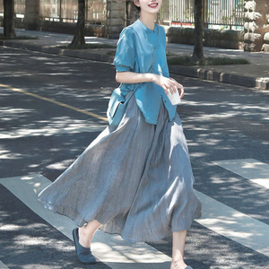 法式半身裙炸街2024新款韩版短袖盐系夏季女装设计感套装连衣裙