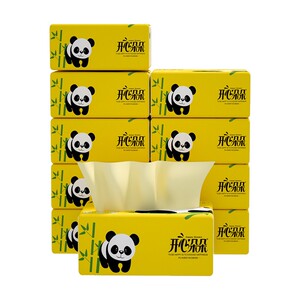 开心朵朵小熊猫本色竹浆抽纸50包卫生纸整箱包邮小包家用实惠44抽
