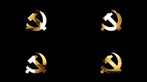 原创循环黄金党徽扫光发光带通道ＬＥＤ背景视频素材高清动态
