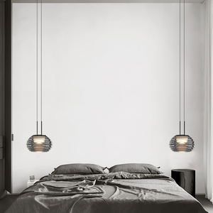 意式极简黑色床头小吊灯卧室餐厅吧台玻璃吊灯创意轻奢设计款灯具