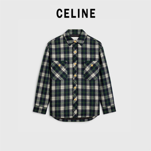 Celine/赛琳 23FW新款 格纹格子拼接拼色翻领衬衫外套男女衬衣