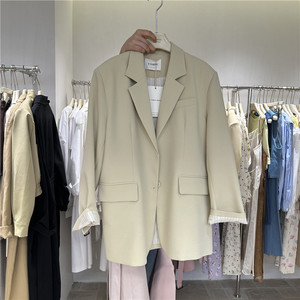 FTHREE 韩国新款春季2024宽松后开叉设计感西装女高级感外套西服
