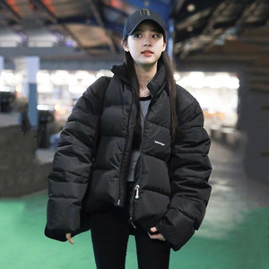 韩国冬季新款明星同款黑色立领羽绒棉服女韩版面包服棉衣女外套潮