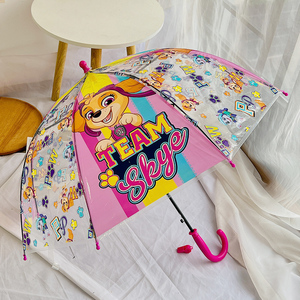 日本透明儿童雨伞直柄伞卡通可爱口哨长柄伞学生幼儿园网红汪汪队