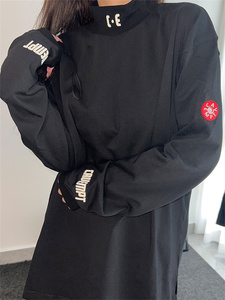CAVEMPT C.E日系潮牌基础款刺绣字母半高领长袖T恤男女重磅打底衫
