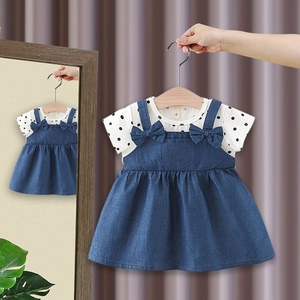 婴儿衣服夏季韩版可爱甜美点点牛仔连衣裙一周岁女宝宝超洋气夏装