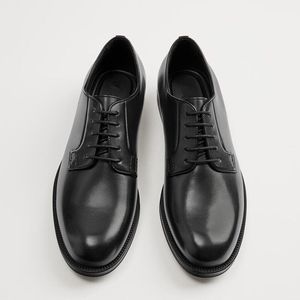 WALK ZARA男鞋 黑色系带商务英伦复古正装鞋 潮流男士真皮牛皮鞋