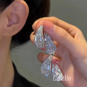 Caitlin轻奢钻饰【设计款】前后戴水晶叶子耳环银针耳钉新款耳饰