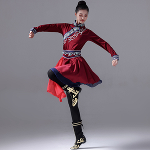 蒙古舞蹈演出服女成人艺考舞台表演蒙古袍服装民族考级筷子舞蹈服