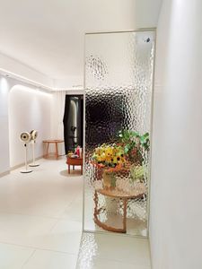 水立方钢化艺术玻璃屏风隔断定制客厅入户玄关洗手台卫生间隔断墙