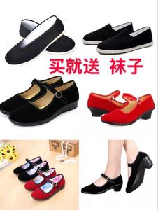 老北京黑色布鞋软底儿童考级舞蹈演出鞋公主跳舞鞋高跟男女童布鞋