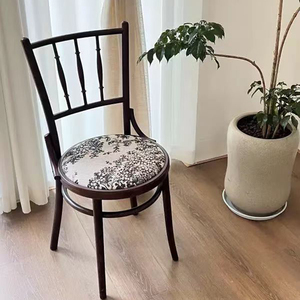 法式风实木餐椅高级餐厅软包藤编椅子欧式餐桌椅靠背化妆椅咖啡椅