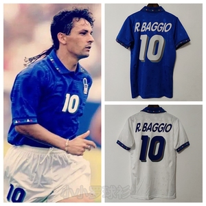 1994世界杯意大利主客场足球服94年10号巴乔 巴雷西蓝色/白色队服