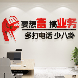 销售墙贴纸励志标语房产中介门店布置企业文化公司办公室墙面装饰