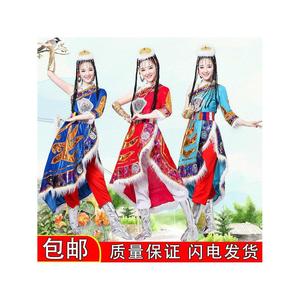 藏族演出服女长裙少数民族服装藏袍舞台装扎西德勒舞蹈服唐古拉风