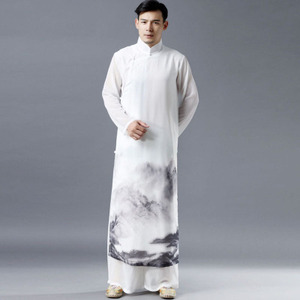 中式唐装改良汉服中国风男装民国长衫雪纺披风外套民族风古装道袍