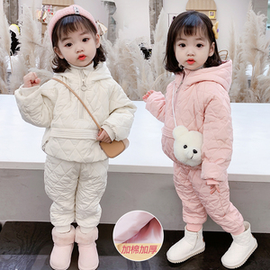 女童冬装棉衣套装2022新款韩版洋气小童装女孩宝宝加棉加厚两件套