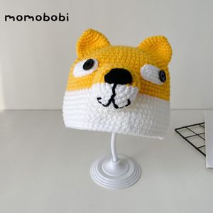 momobobi新款儿童帽子搞怪超萌卡通毛线帽手工针织盆帽可爱套头帽