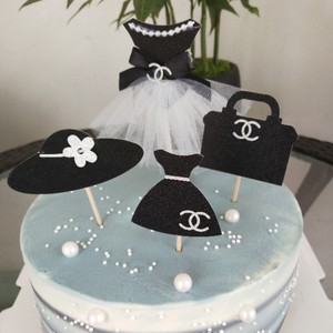 婚纱套装生日蛋糕装饰插牌裙子帽子包包插签蛋糕甜品台装饰插件