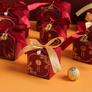 创意中国风结婚礼中式正方形手提伴手回礼礼品包装盒空盒喜糖盒子