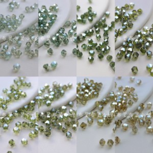 G系列-复古黄绿系列菱形珠4mm切面水晶玻璃珠原创款饰品DIY散珠子